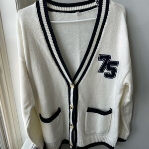 Garage Black and White Varsity Cardigan